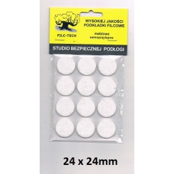 FILC Podkładki filcowe 24x24mm BIAŁE / blister 12 szt / meblowe samoprzylepne / 4044 / OKRĄGŁE